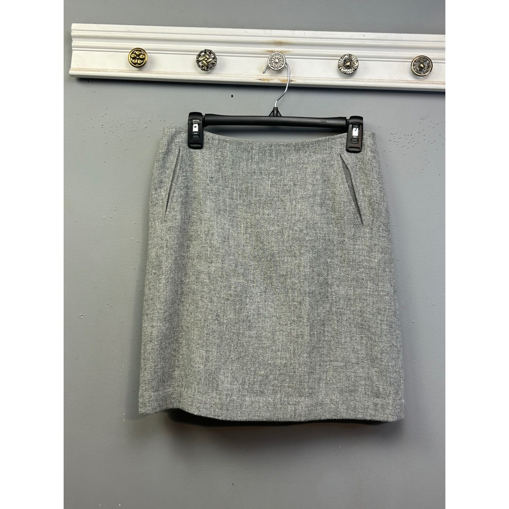 Talbots Skirt Women 2P Gray‎ Wool Blend A-Line Career Slit Pockets Heathered
